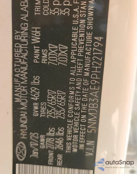 2023 Hyundai Tucson Sel из США, поврежденный, VIN 5NMJB3AE9PH221794